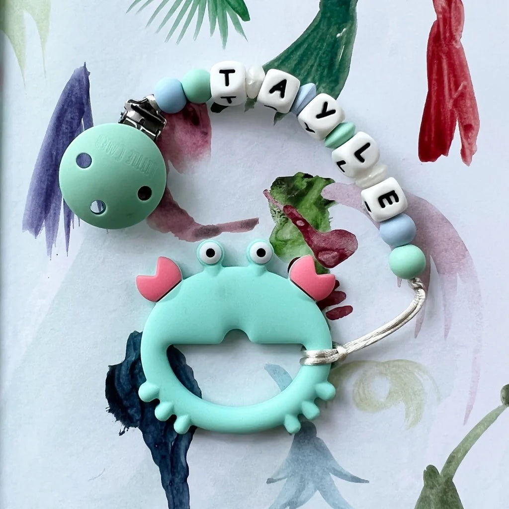 Personalized Teether: Crab (Mint)