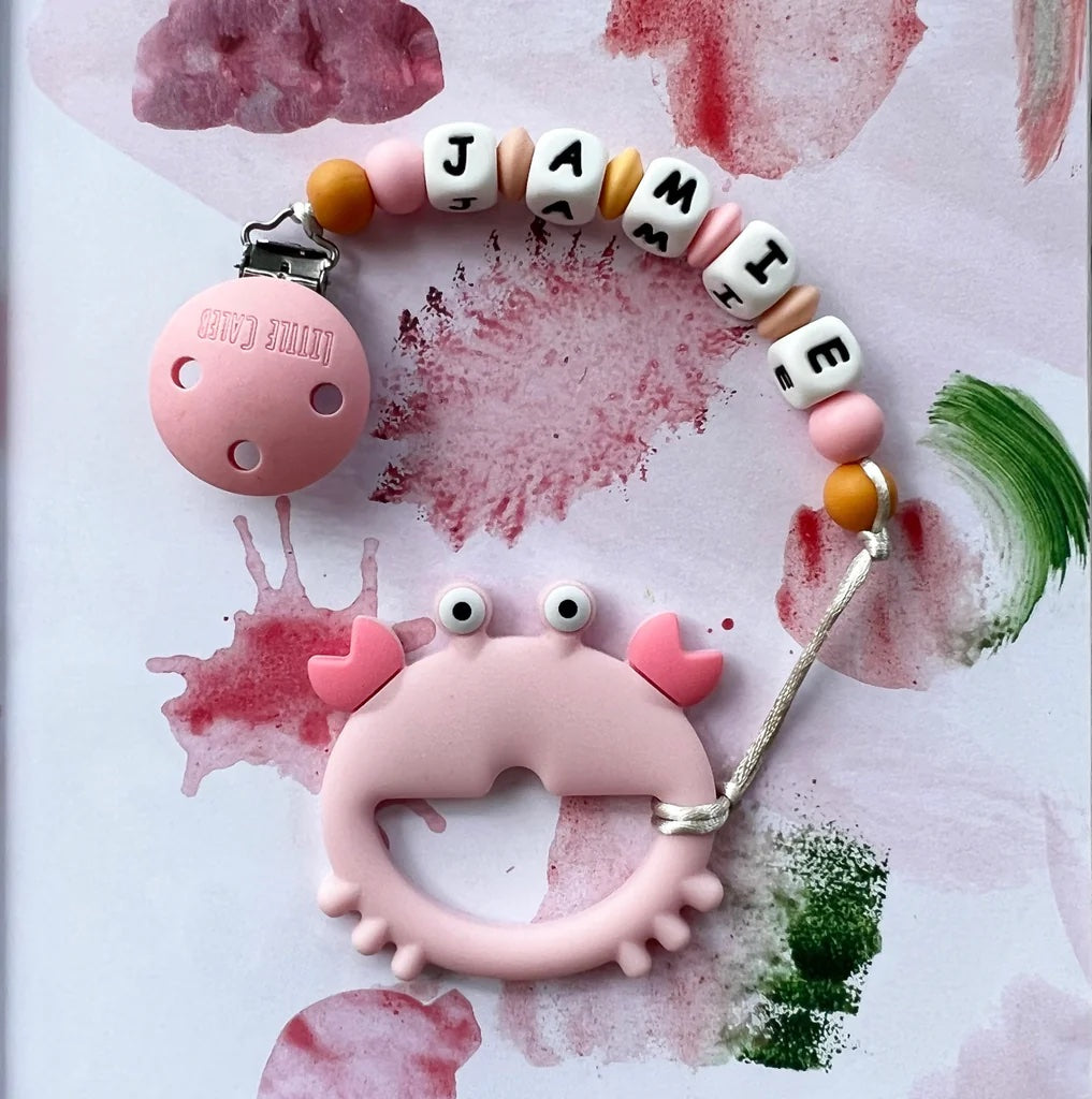 Personalized Teether: Crab (Pink)