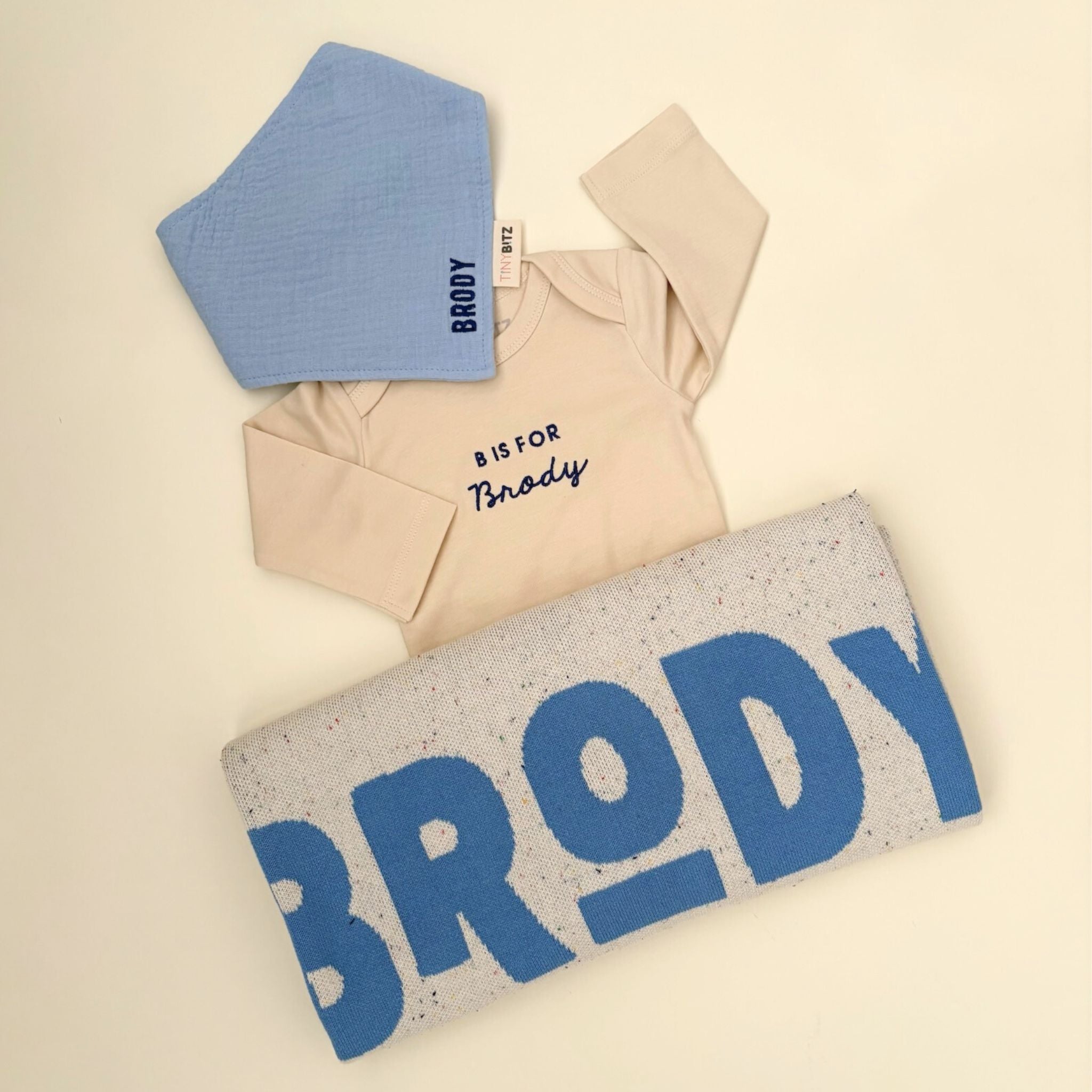Personalized Confetti Blanket Set for Baby Boys (3pc Set)