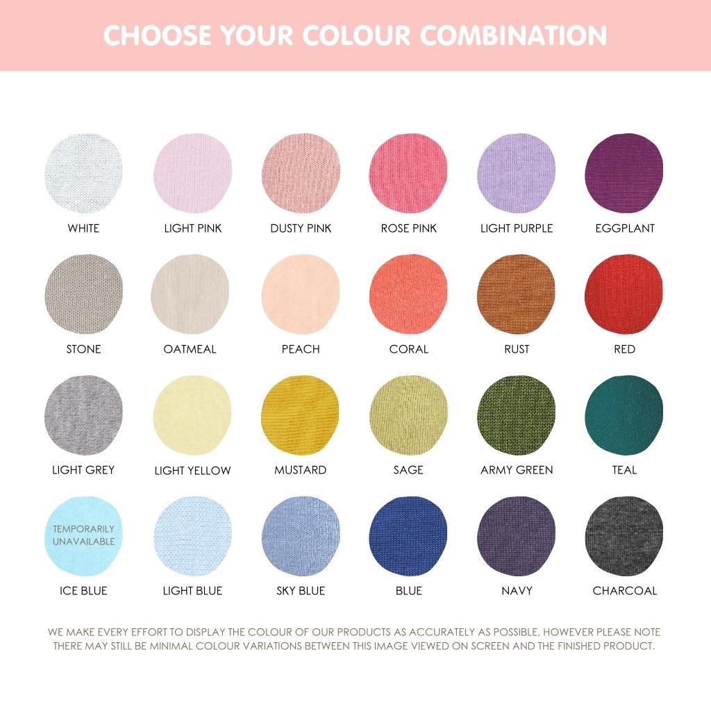 Color combination selection for the baby blanket. TinyBitz custom baby blanket knitted from cotton in dot pattern.