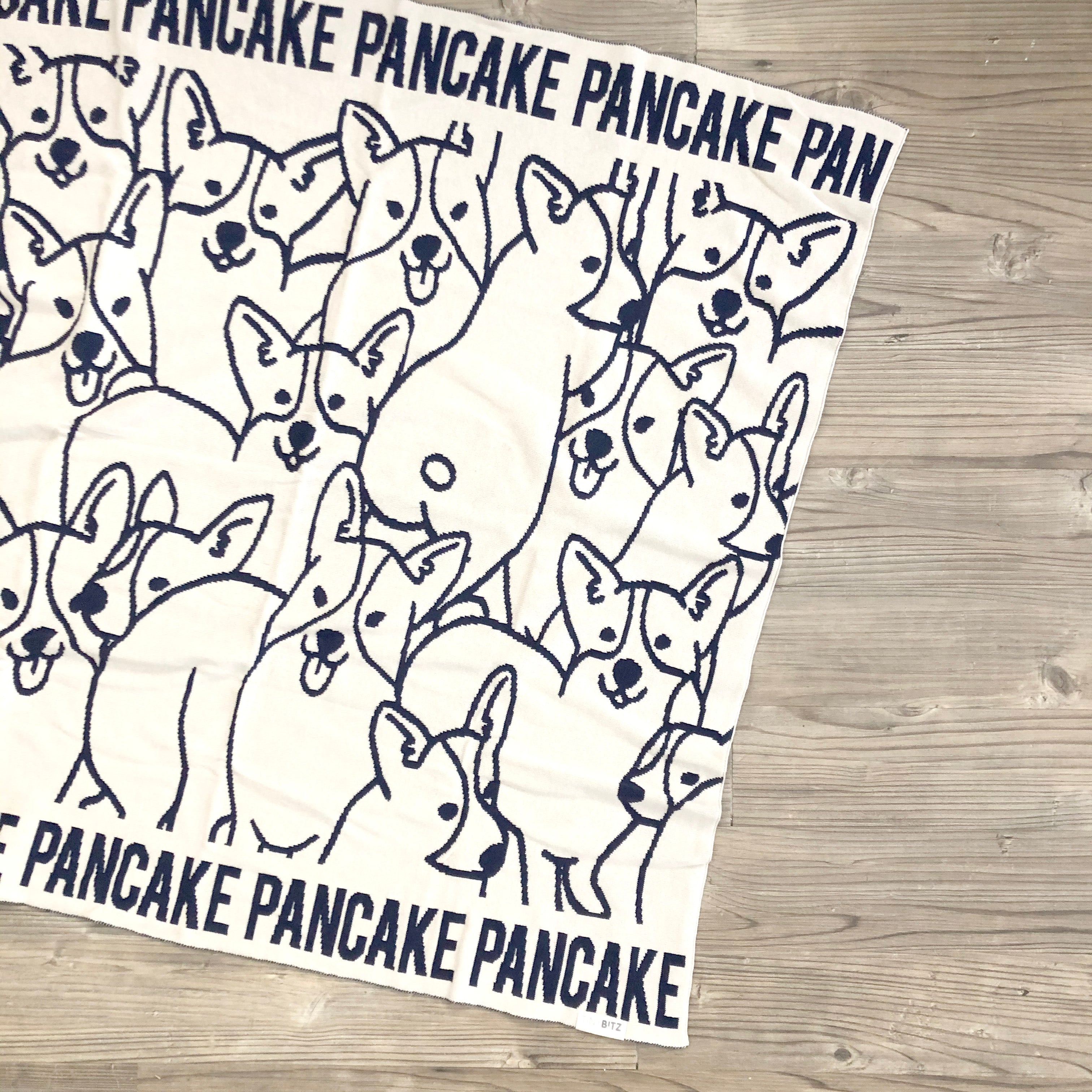 Personalised pet blanket for dogs in oatmeal, custom knitted dog blanket by TinyBitz, cozy gift for small dogs.