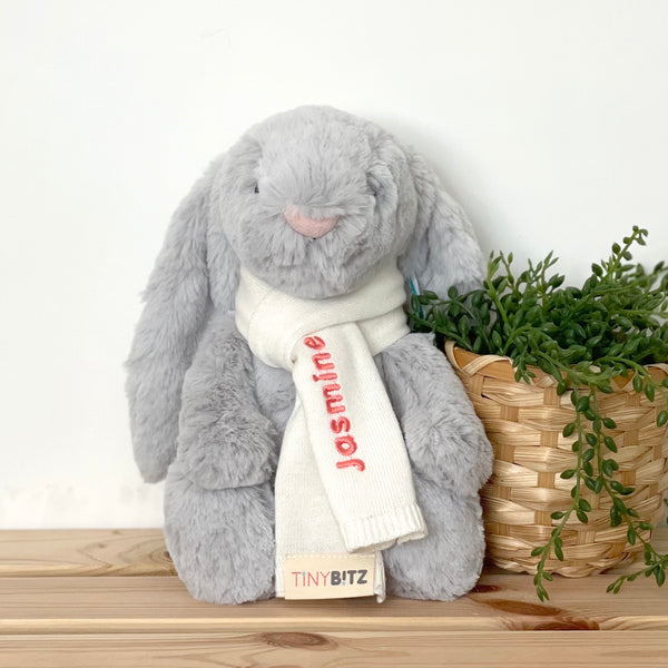 Jellycat Bunny with Personalized Scarf (White)