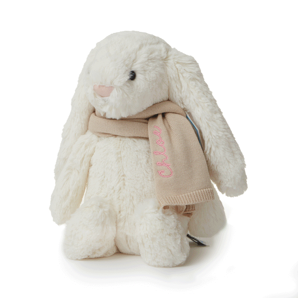 Jellycat Bunny with Personalized Scarf (Beige)