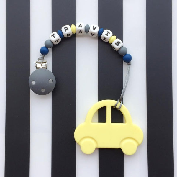 Personalized Teether: Car (Yellow)