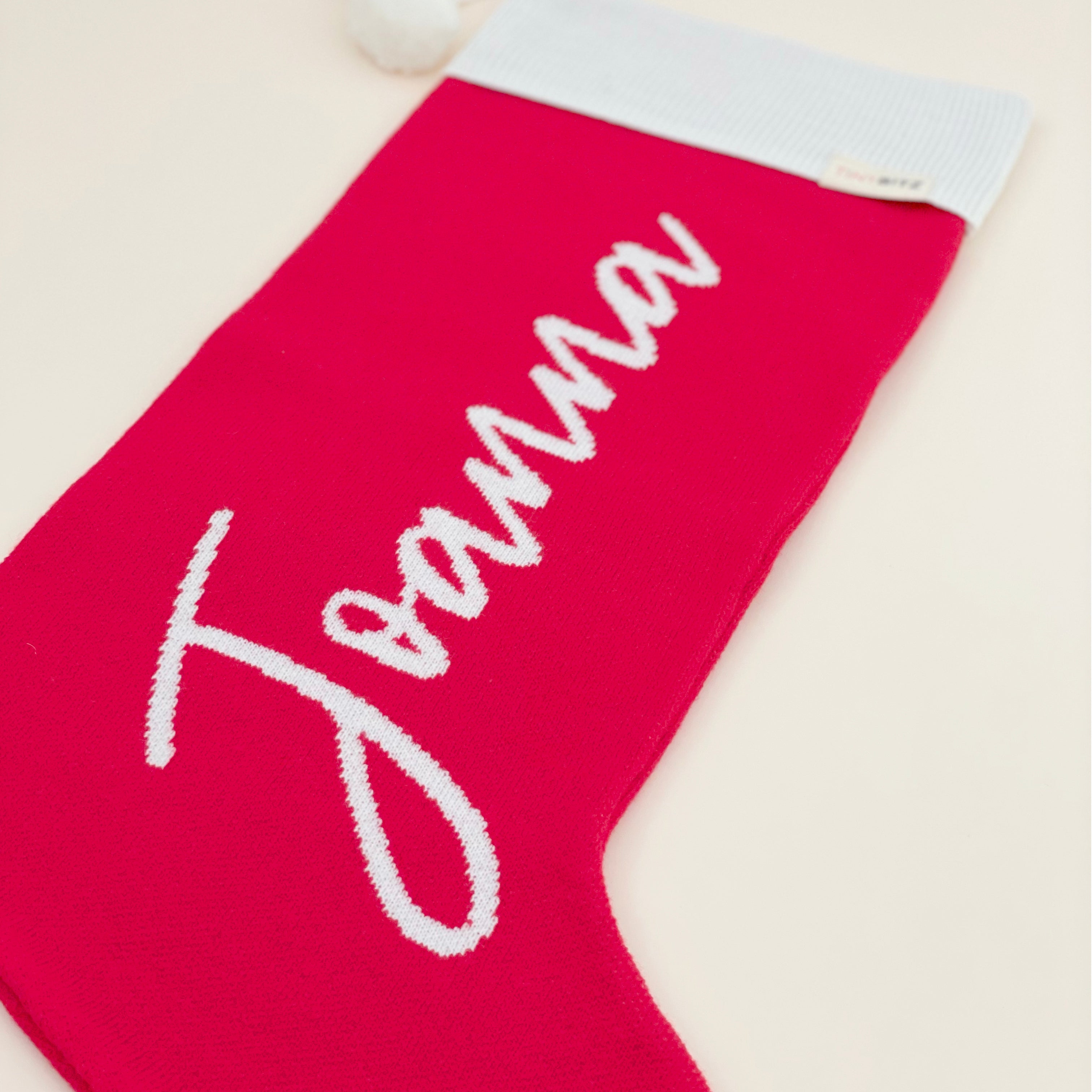 Personalized Knitted Christmas Stocking (Red)