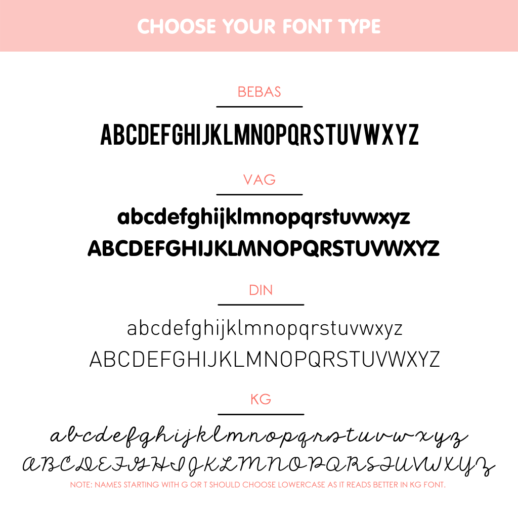 Font options for name personalization on the blanket. TinyBitz knitted baby blanket in sage background.