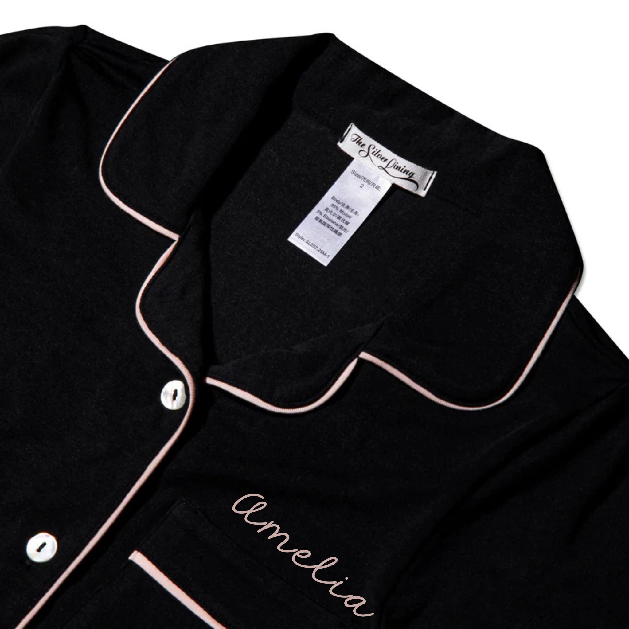The Silver Lining: Mia (Black) Mini's Pyjama Set