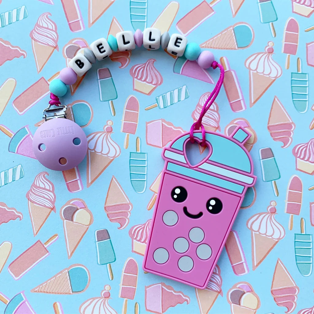 Personalized Teether: Bubble Tea (Purple)