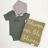Personalized Blanket Set for Baby Boys (3pc Set)