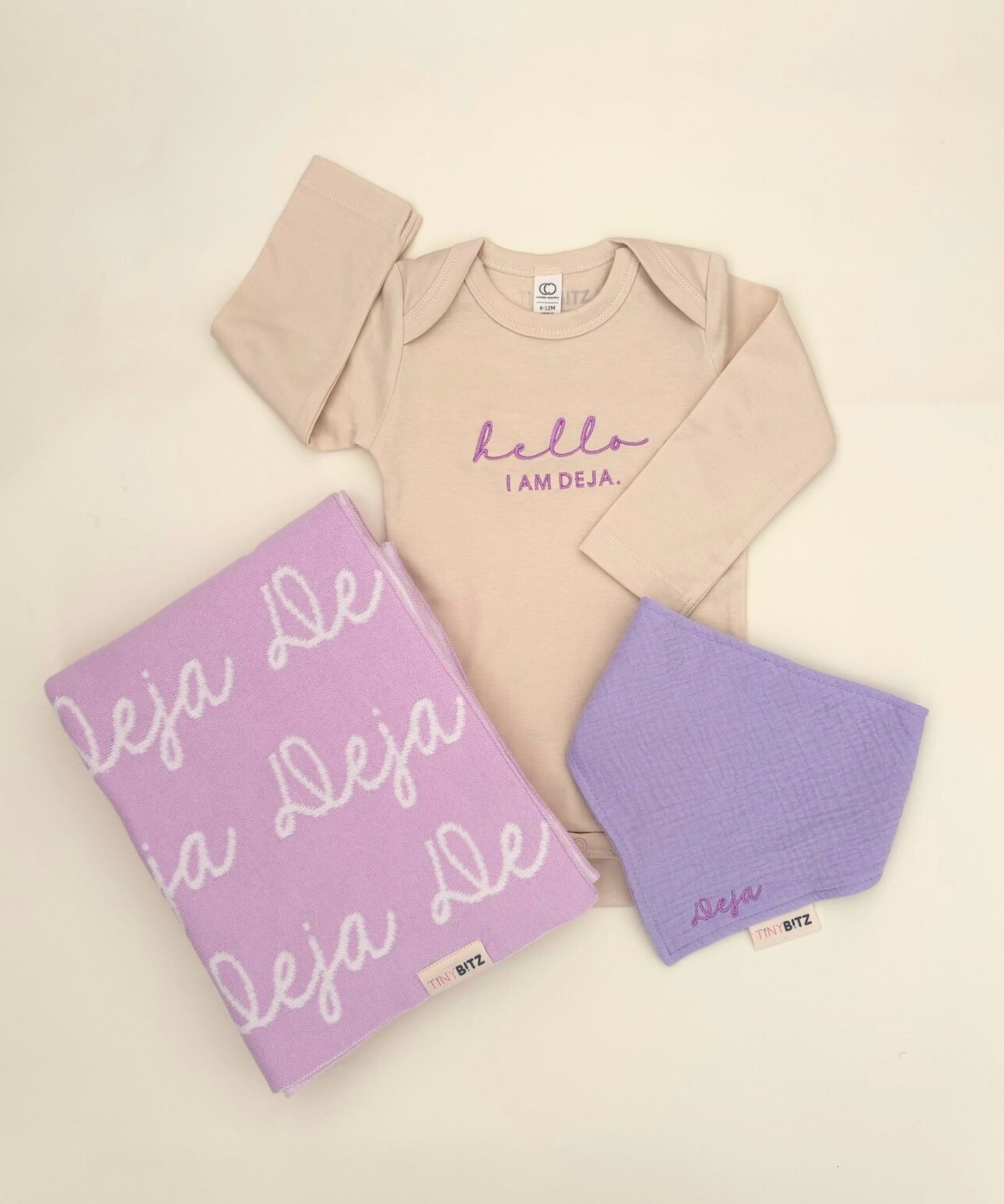 Personalized Blanket Set for Baby Girls (3pc Set)