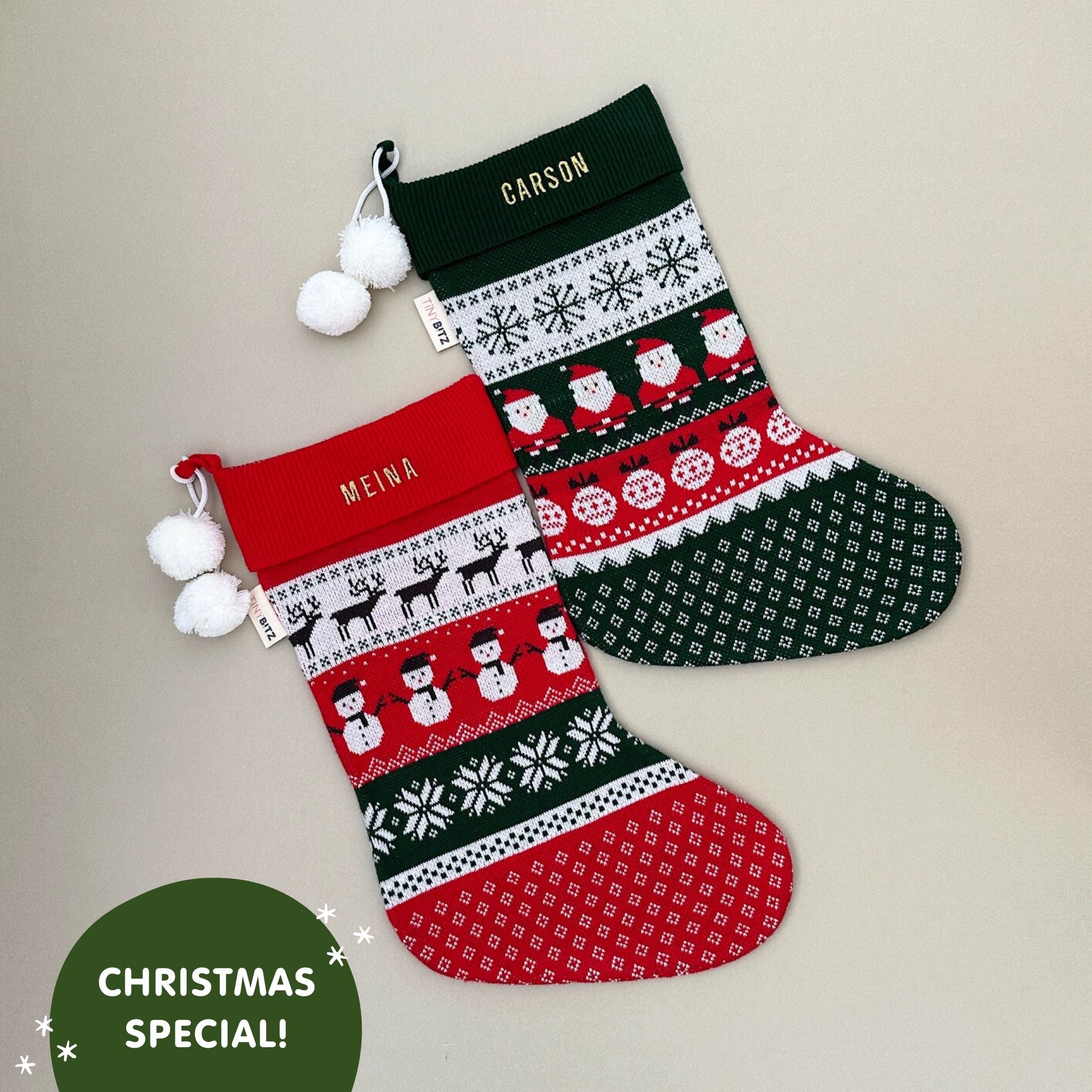 Personalized Christmas Stocking with Embroidery (Red)