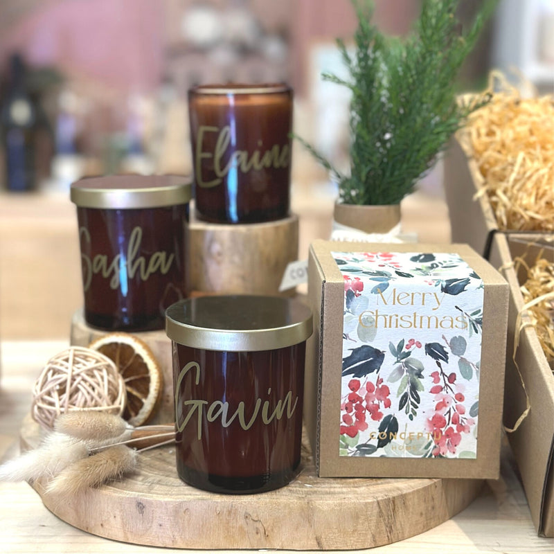 Conceptu Home x TinyBitz: Personalized Candles (Christmas Edition with Gold Embroidery)