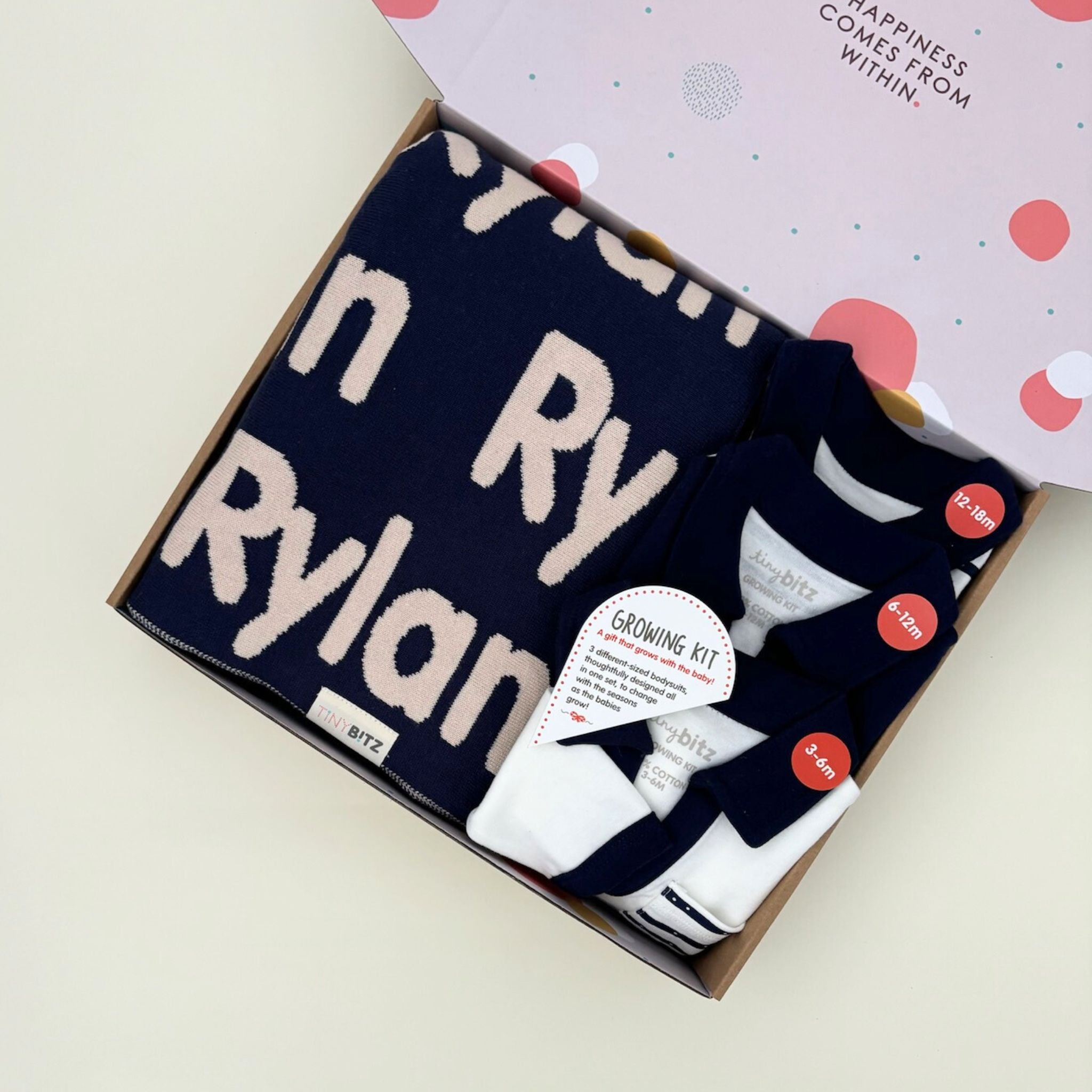 Personalized Growing Kit Set with Knitted Blanket for Baby Boys
