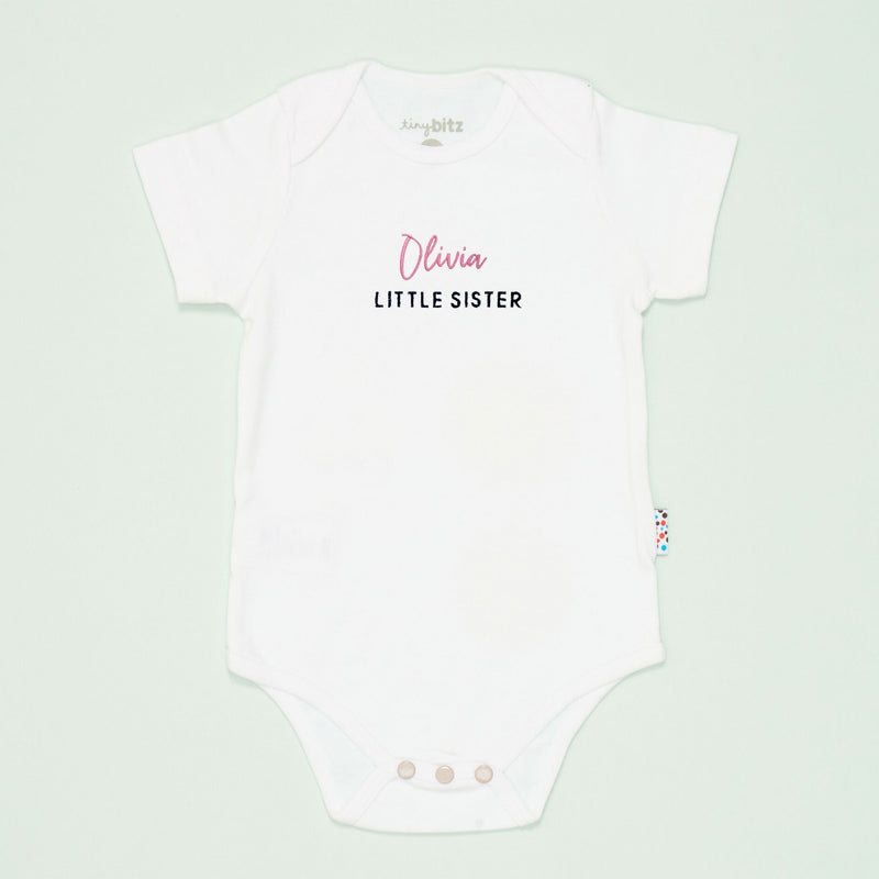 Organic Onesie: Little Sister with Name