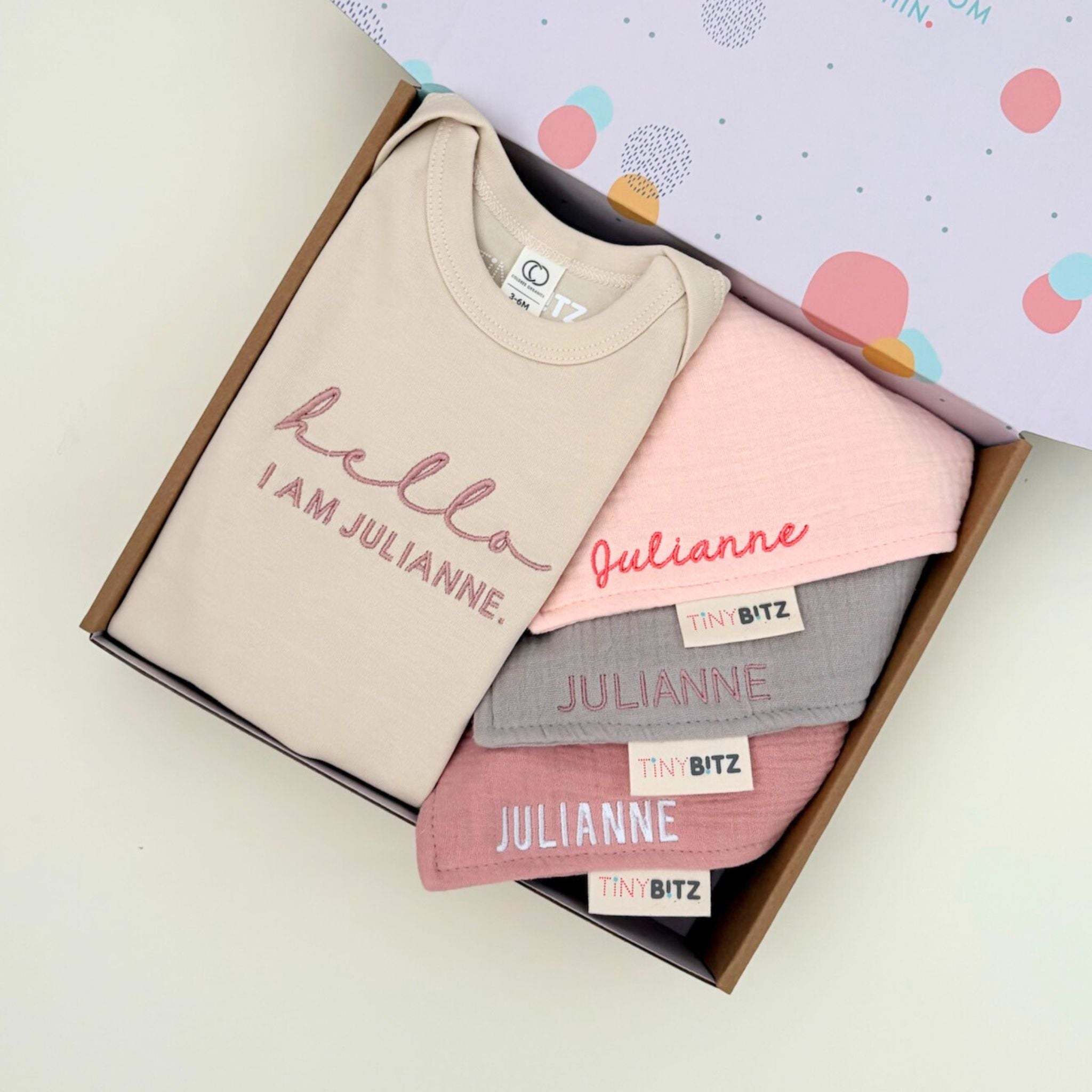 Personalized Onesie with Bib Bundle for Baby Girls