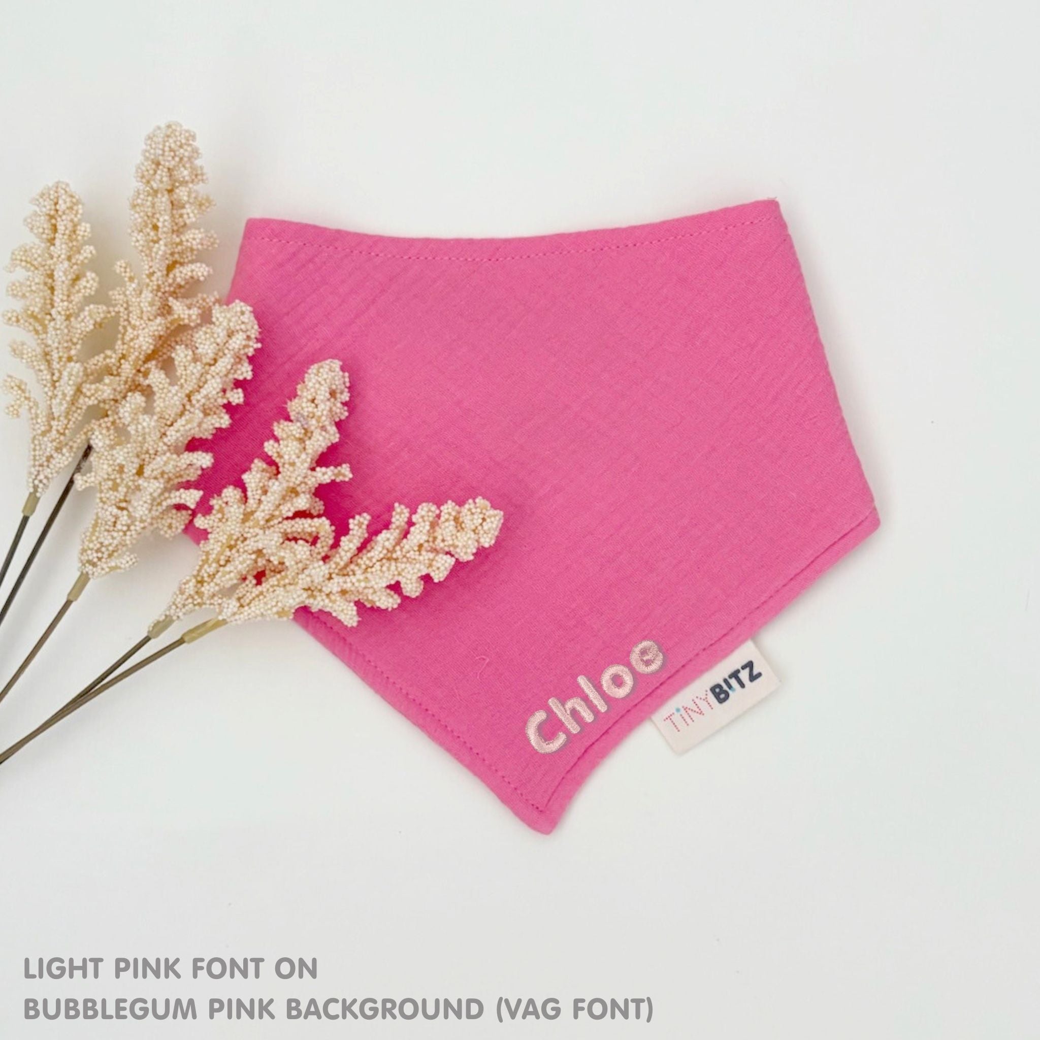 Personalized Organic Muslin Bib (Bubblegum Pink)