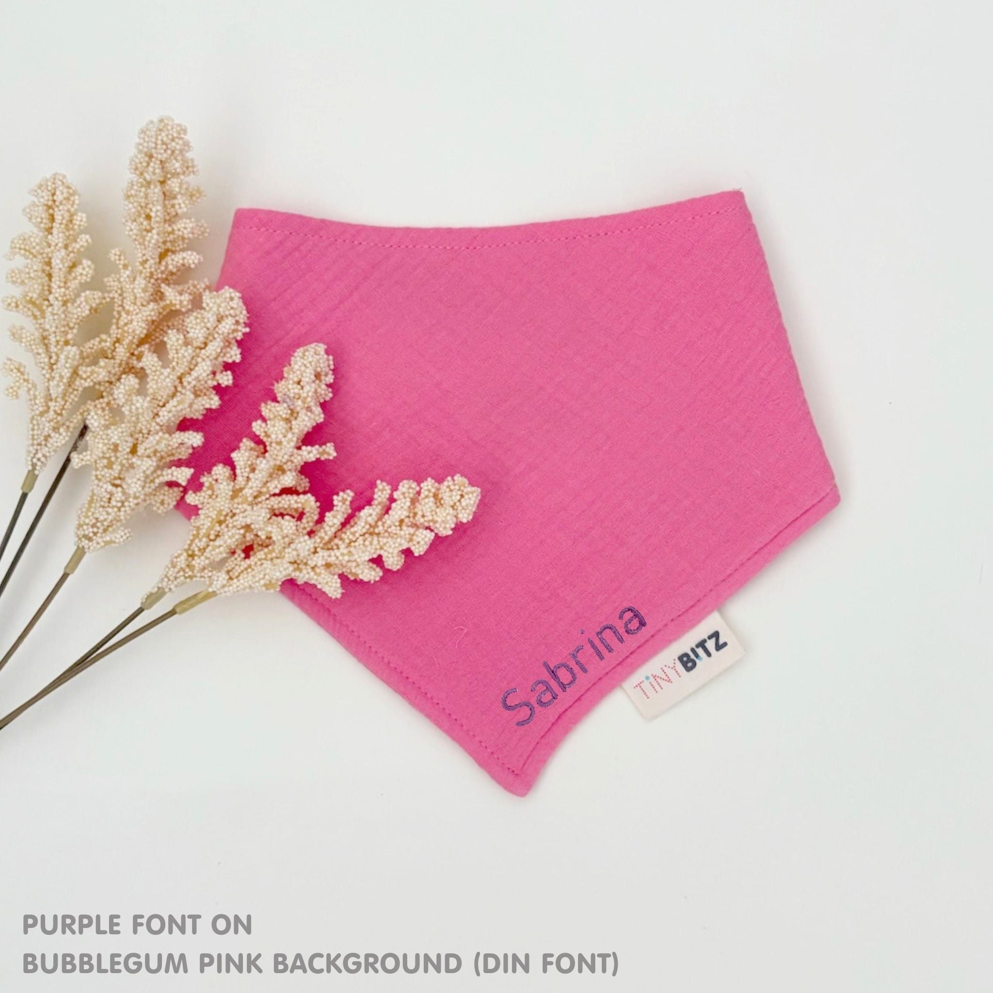 Personalized Organic Muslin Bib (Bubblegum Pink)