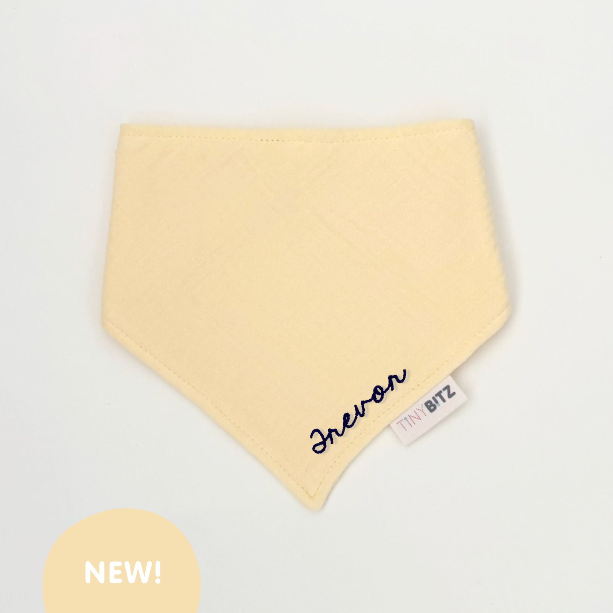 Personalized Organic Muslin Bib (Light Yellow)
