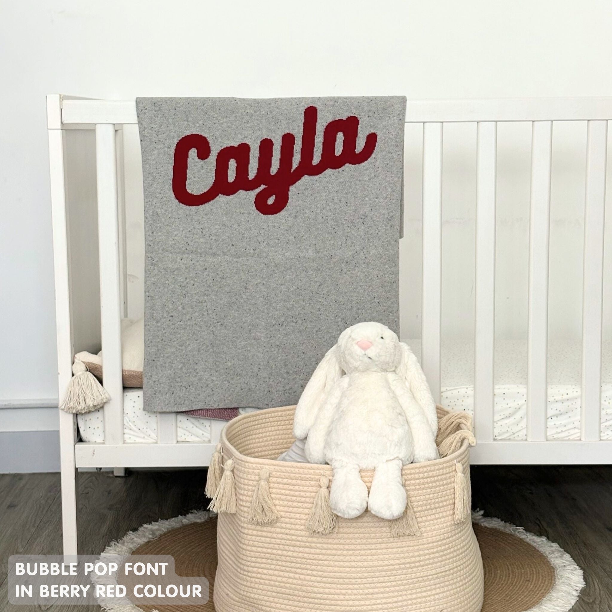 Personalized Blanket for Babies and Kids (Grey Confetti)