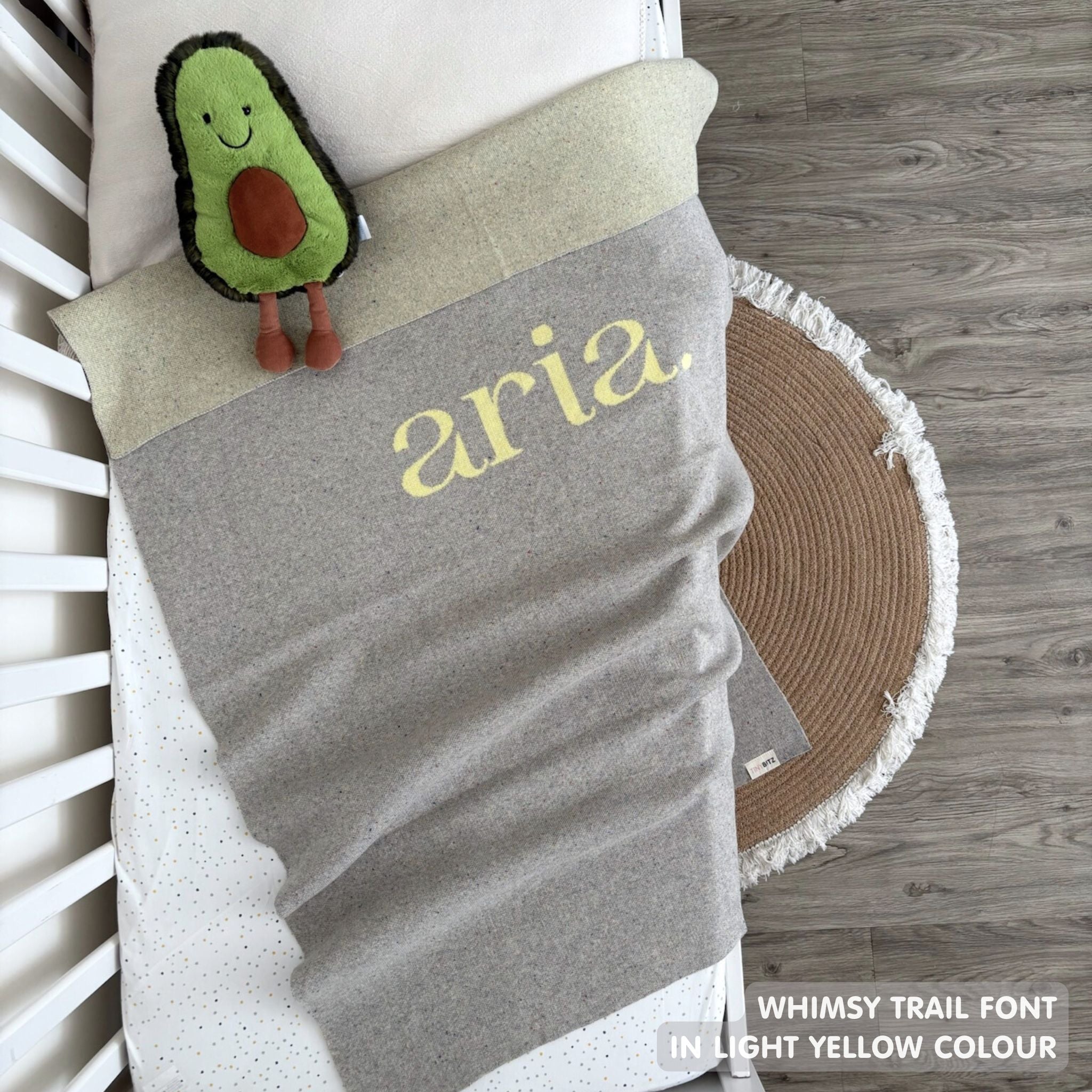 Personalized Blanket for Babies and Kids (Grey Confetti)