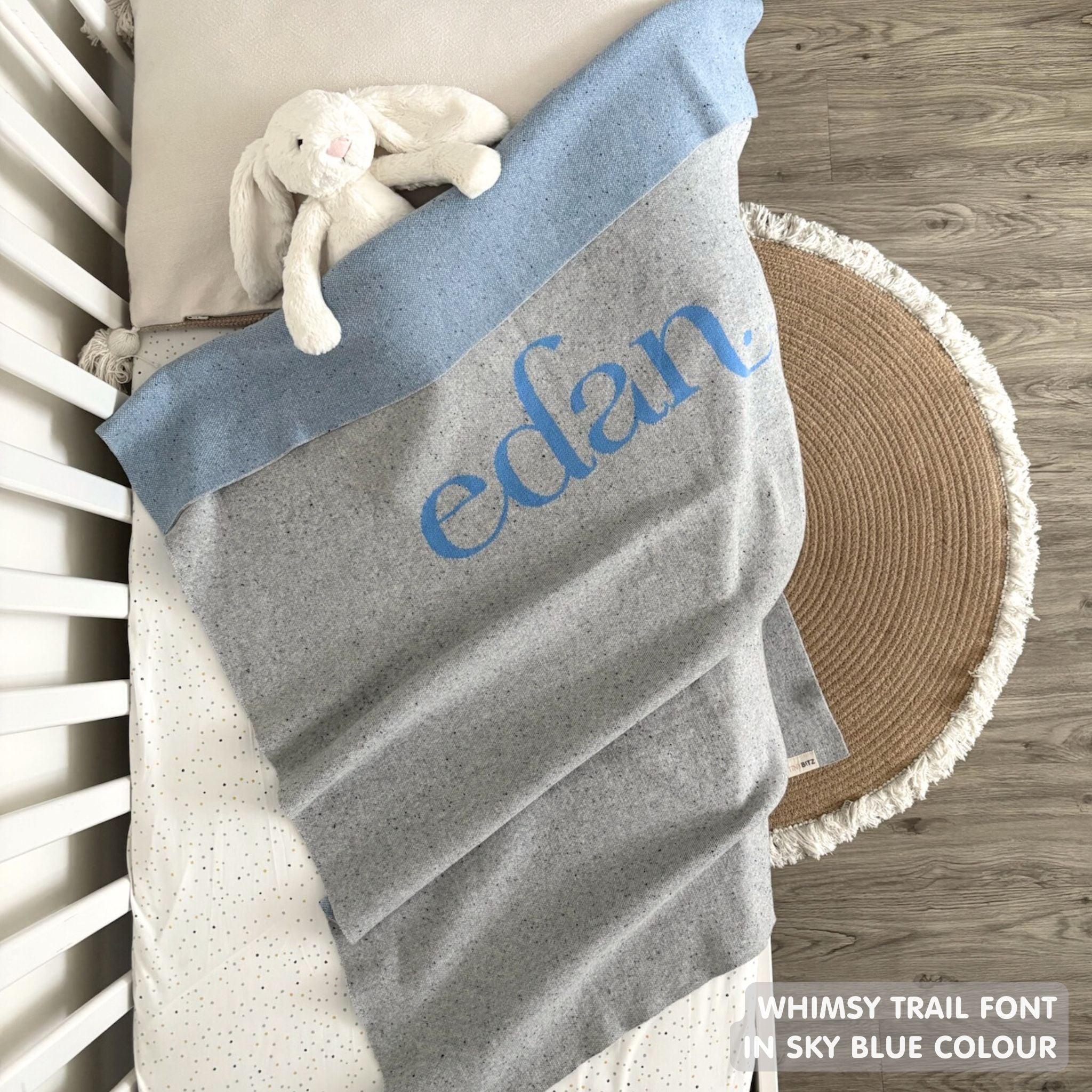 Personalized Blanket for Babies and Kids (Grey Confetti)