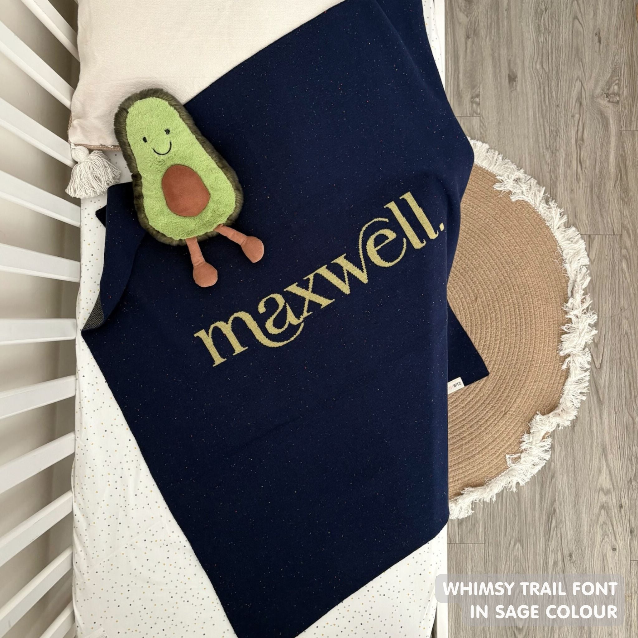 Personalized Blanket for Babies and Kids (Navy Confetti)