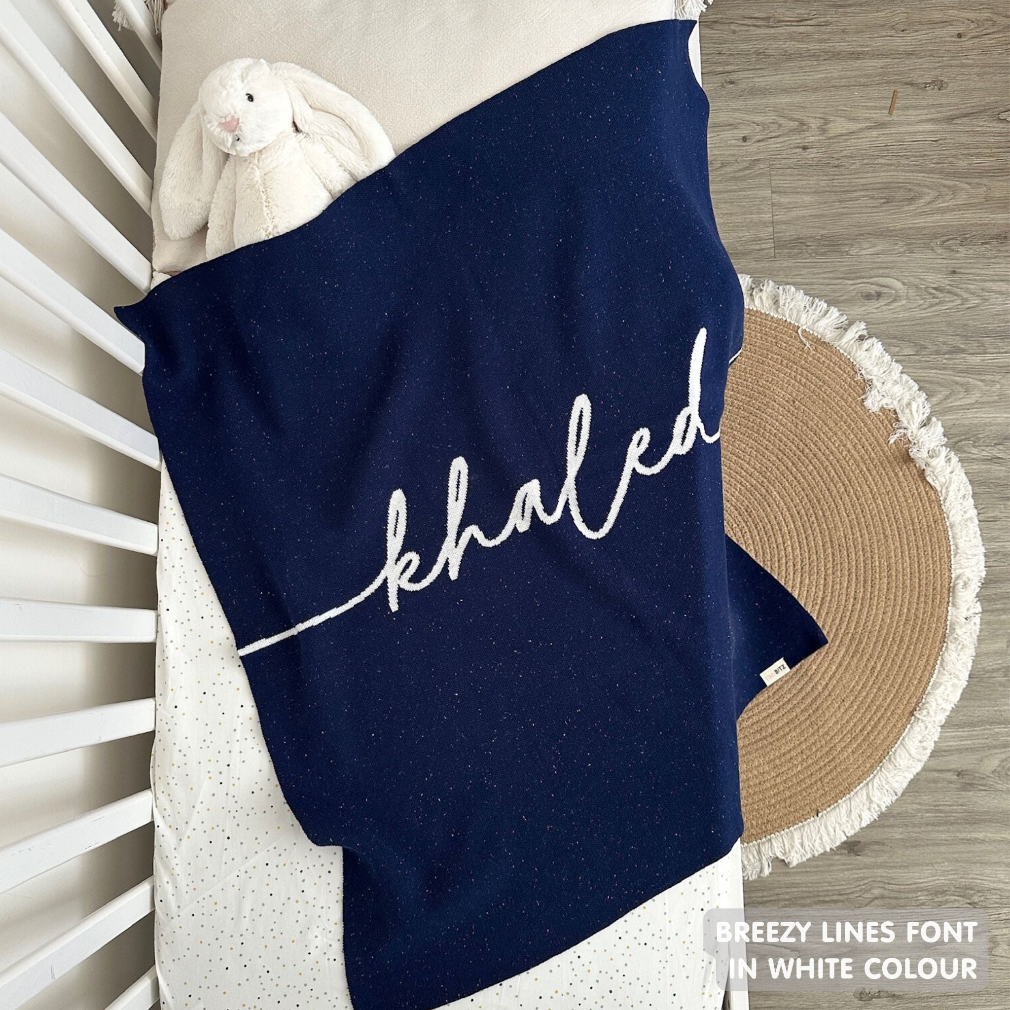 Personalized Blanket for Babies and Kids (Navy Confetti)