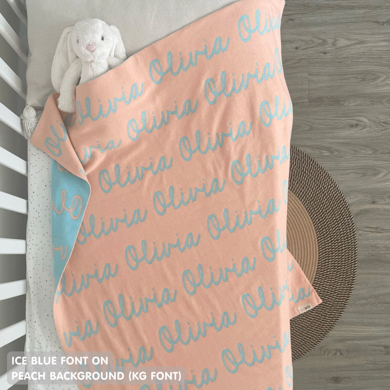 Personalized Blanket for Babies and Kids (Peach Background)