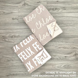 Custom cotton blanket for boys in stone background, personalized by TinyBitz.