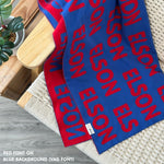 Personalised pet blanket for cats in blue and red knitted cotton, personalise your cat bed with custom knitted cat blanket by TinyBitz.