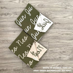 TinyBitz knitted cotton blanket in army green, personalised with your own name!