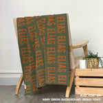 Custom cotton blanket as a gift for him, knitted in army green and rust by TinyBitz.