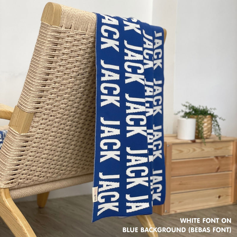 Personalized Blanket for Adults (Blue Background)