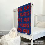 TinyBitz Personalized name blanket in blue and red, perfect gift for newborn babies.