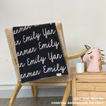 Custom cotton blanket as a gift for her, knitted in charcoal and light pink by TinyBitz.
