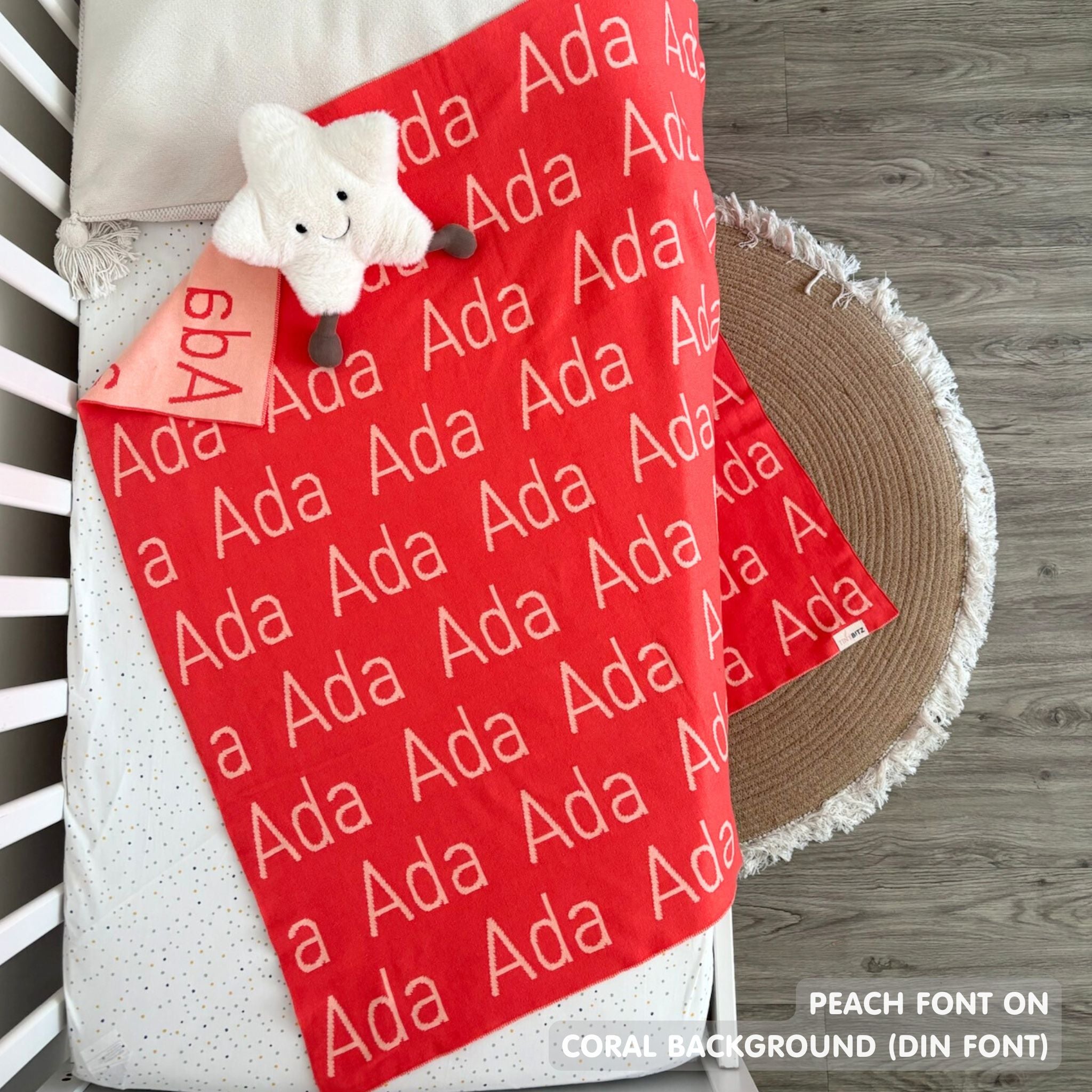 Personalized Blanket for Babies (Coral Background)