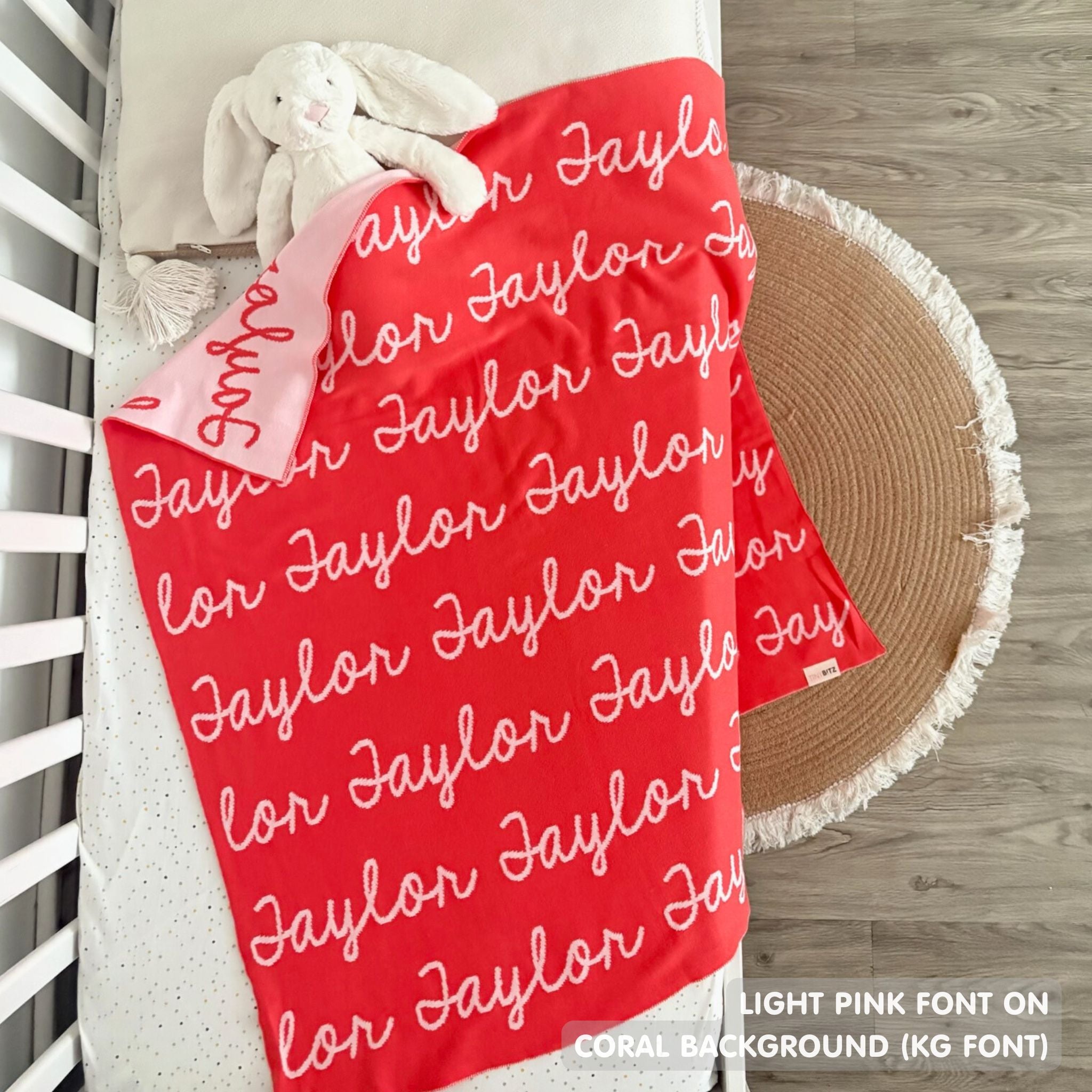 Personalized Blanket for Babies (Coral Background)