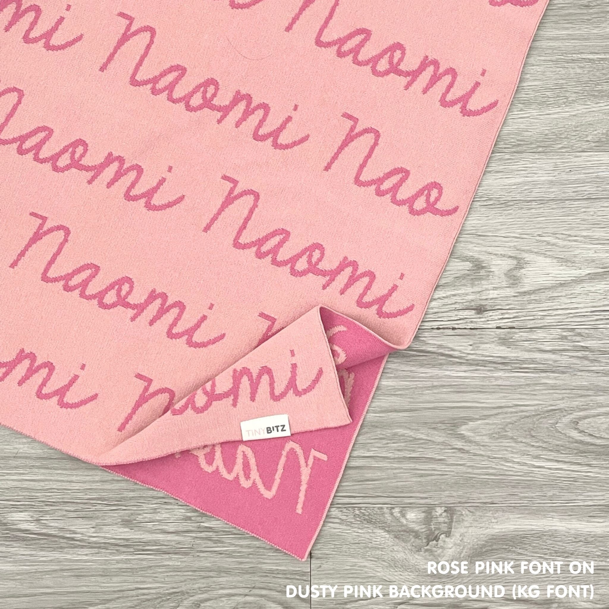 Custom cotton blanket as a gift for her, knitted in dusty pink and rose pink by TinyBitz.