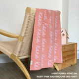 TinyBitz knitted cotton blanket in dusty pink and light purple, personalised with your own name!