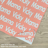 TinyBitz knitted cotton blanket in dusty pink and light blue, personalised with your own name!