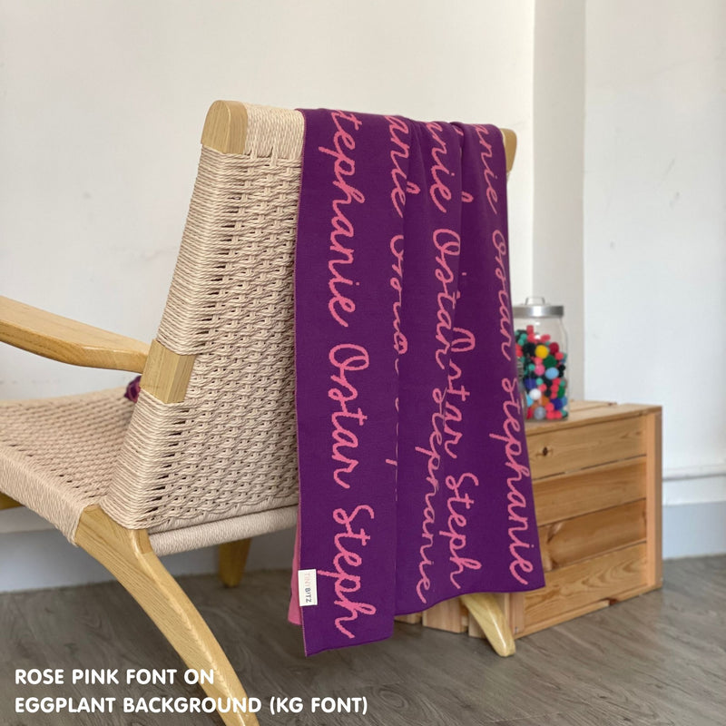Personalized Blanket for Adults (Eggplant Background)