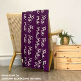 TinyBitz Custom Blanket knitted from cotton with baby's name on eggplant background, best gift to welcome a newborn baby.