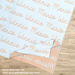 TinyBitz personalized knitted name blanket in light blue, perfect gift for birthdays and special occasions!