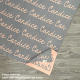 TinyBitz knitted cotton blanket in light grey and peach, personalised with your own name!