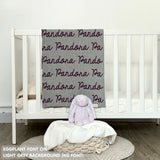 TinyBitz Custom blanket for baby girls knitted from cotton in light grey and eggplant, made by TinyBitz.