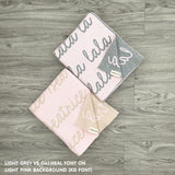 TinyBitz knitted cotton blanket in light pink colour, personalised with your own name!