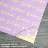 TinyBitz knitted cotton blanket in light purple and light yellow, personalised with your own name!
