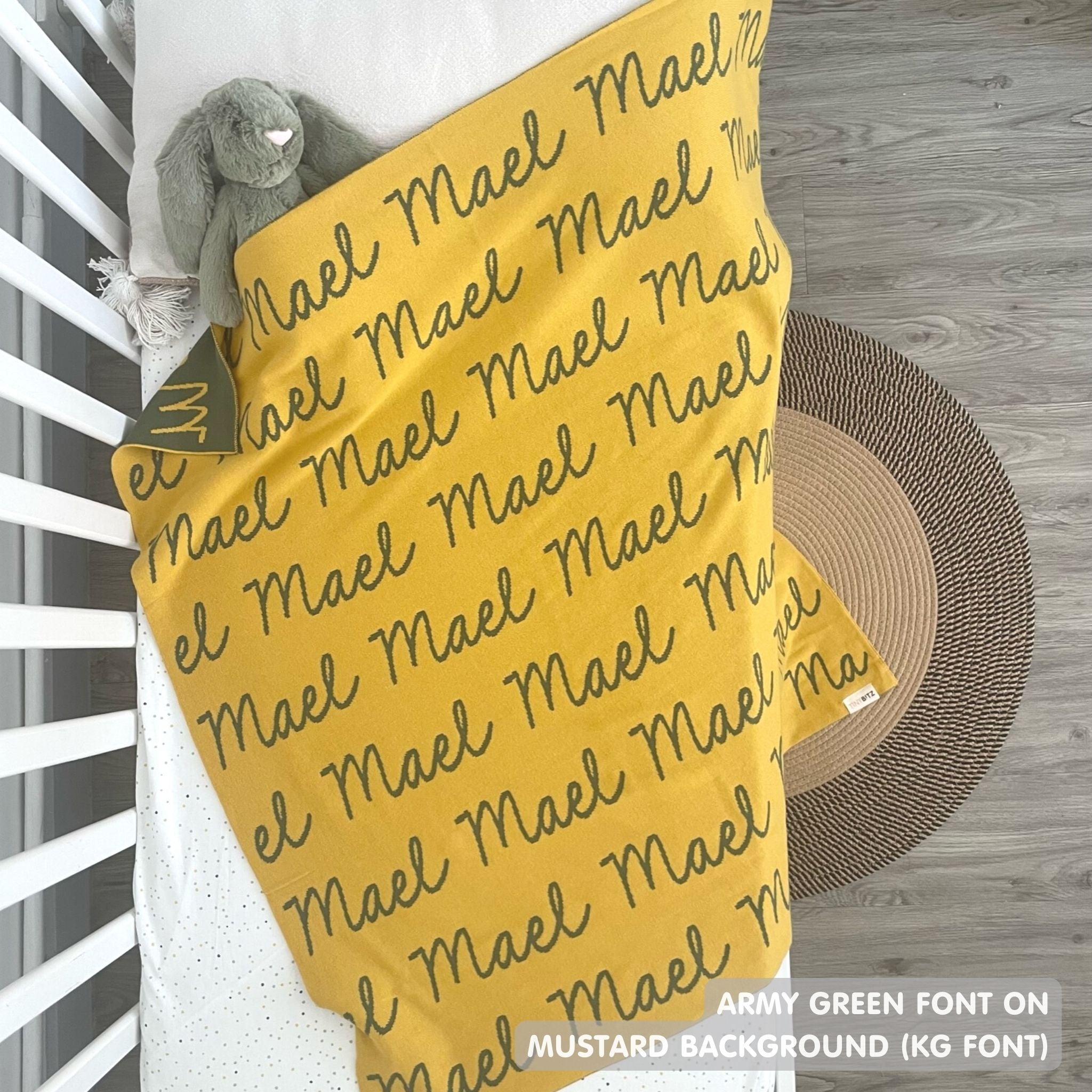 Personalized Blanket for Babies (Mustard Background)
