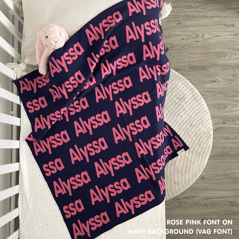 Personalized Blanket for Babies and Kids (Navy Background)
