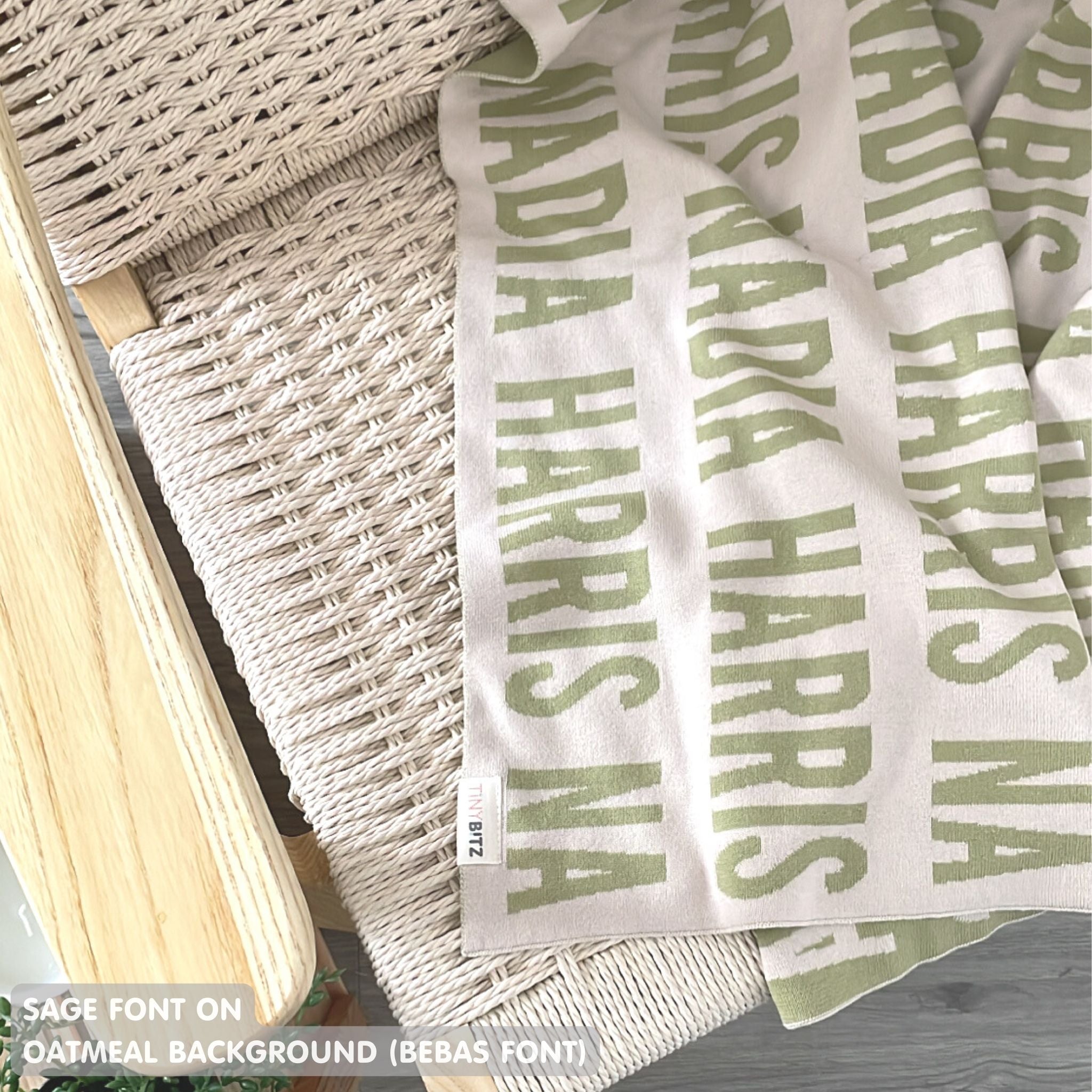 Personalized Blanket for Babies (Oatmeal Background)
